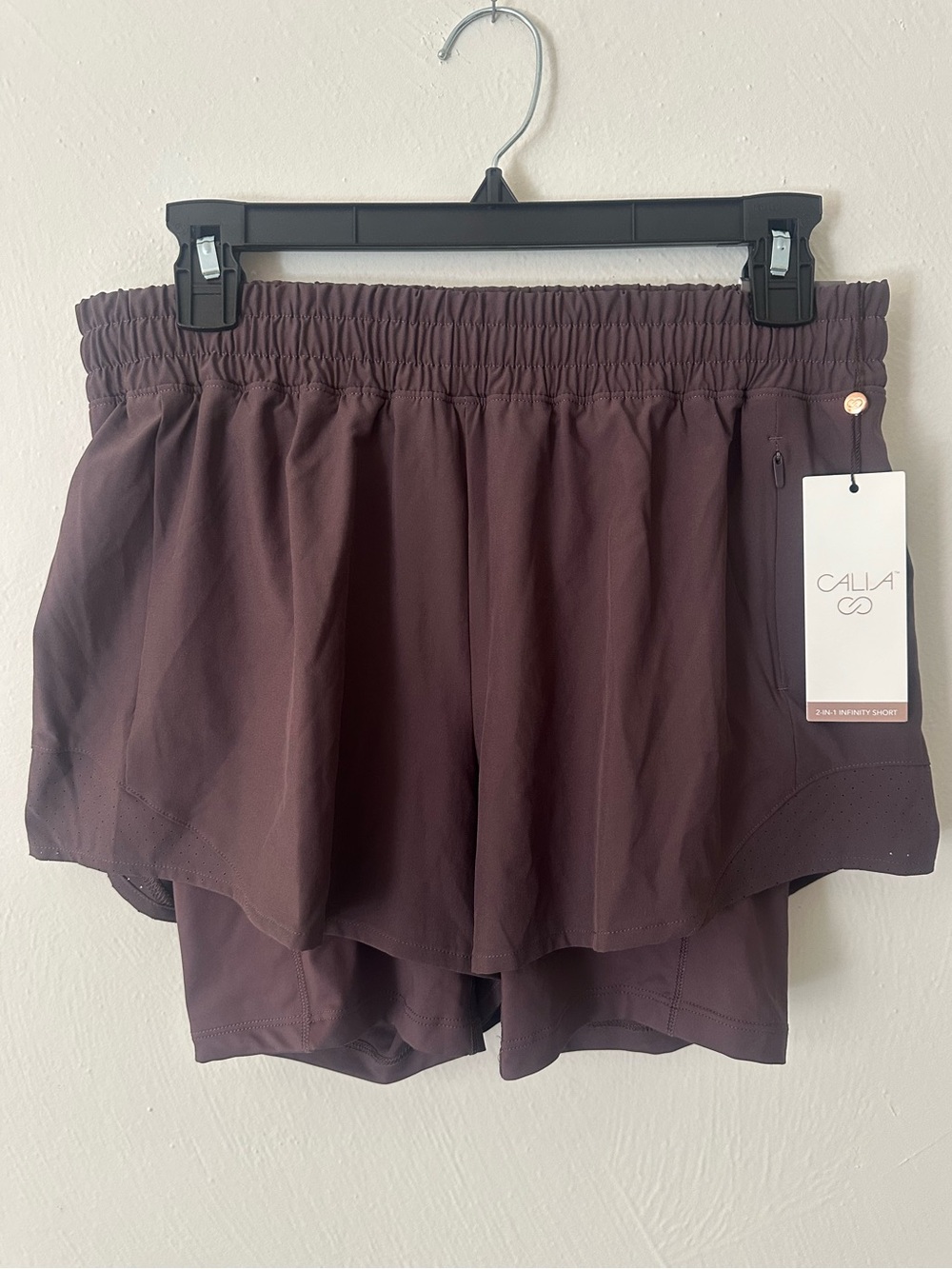 NWT CALIA 2 In 1 Infinity Running Compression Shorts in Brown Size Small